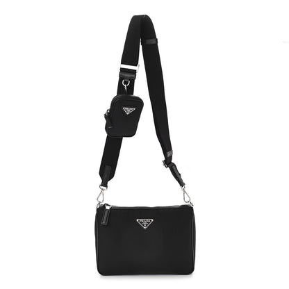 Prada Re-Nylon Saffiano Pocket Zippered Shoulder Bag Black 1 of 11