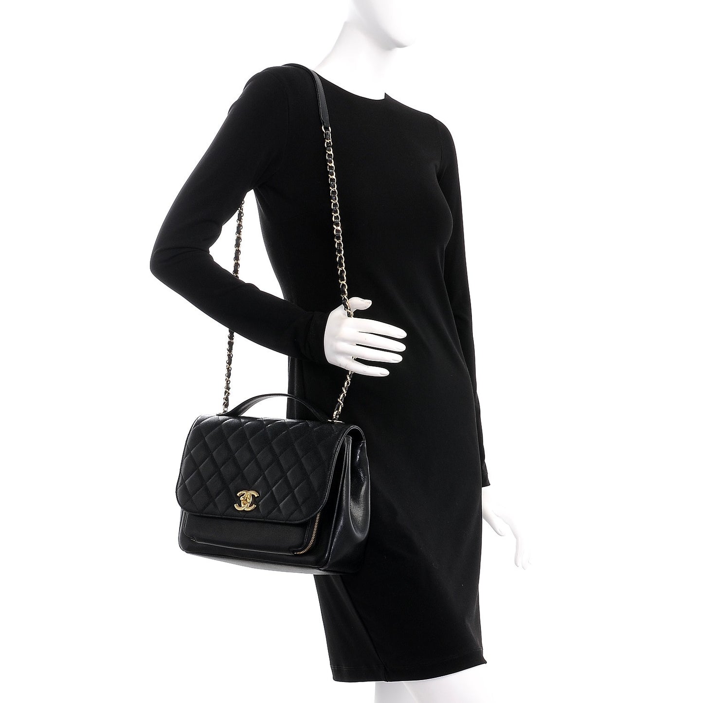 Caviar Quilted Large Business Affinity Flap Black