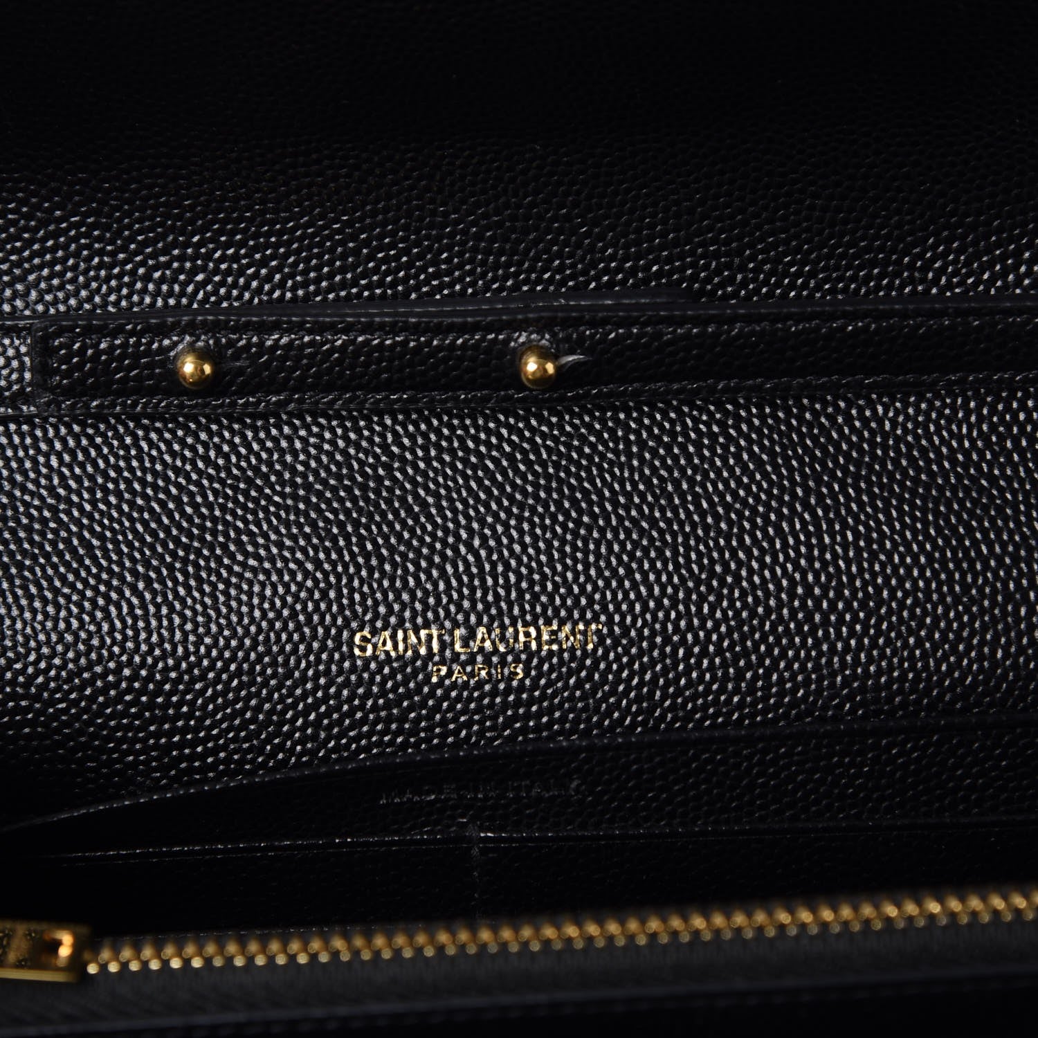 Saint Laurent Grain De Poudre Matelasse Chevron Monogram Chain Wallet Black 6 of 10