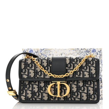 Christian Dior Oblique 30 Montaigne East West Chain Flap Bag Blue 10 of 10
