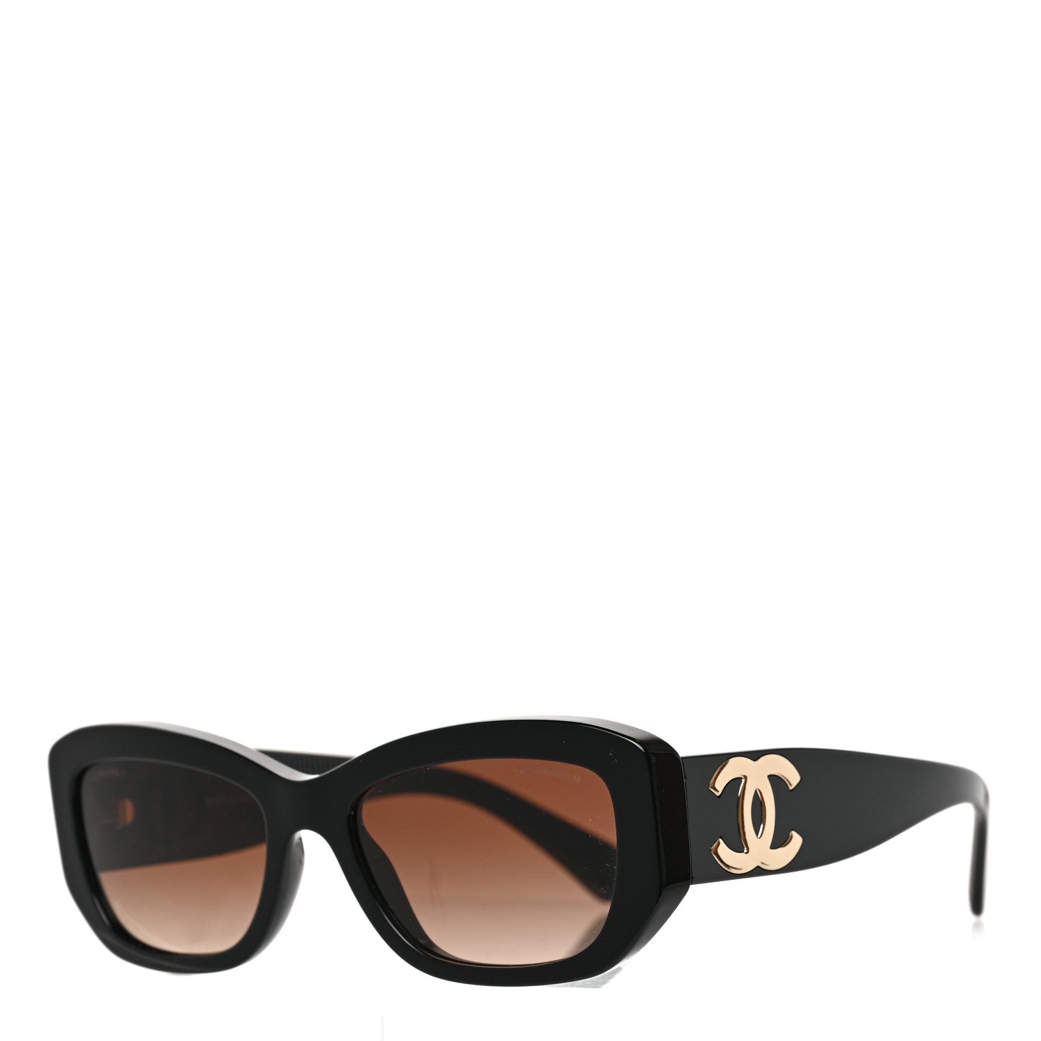Chanel Acetate Rectangle Sunglasses 5493 Black Brown 1 of 6