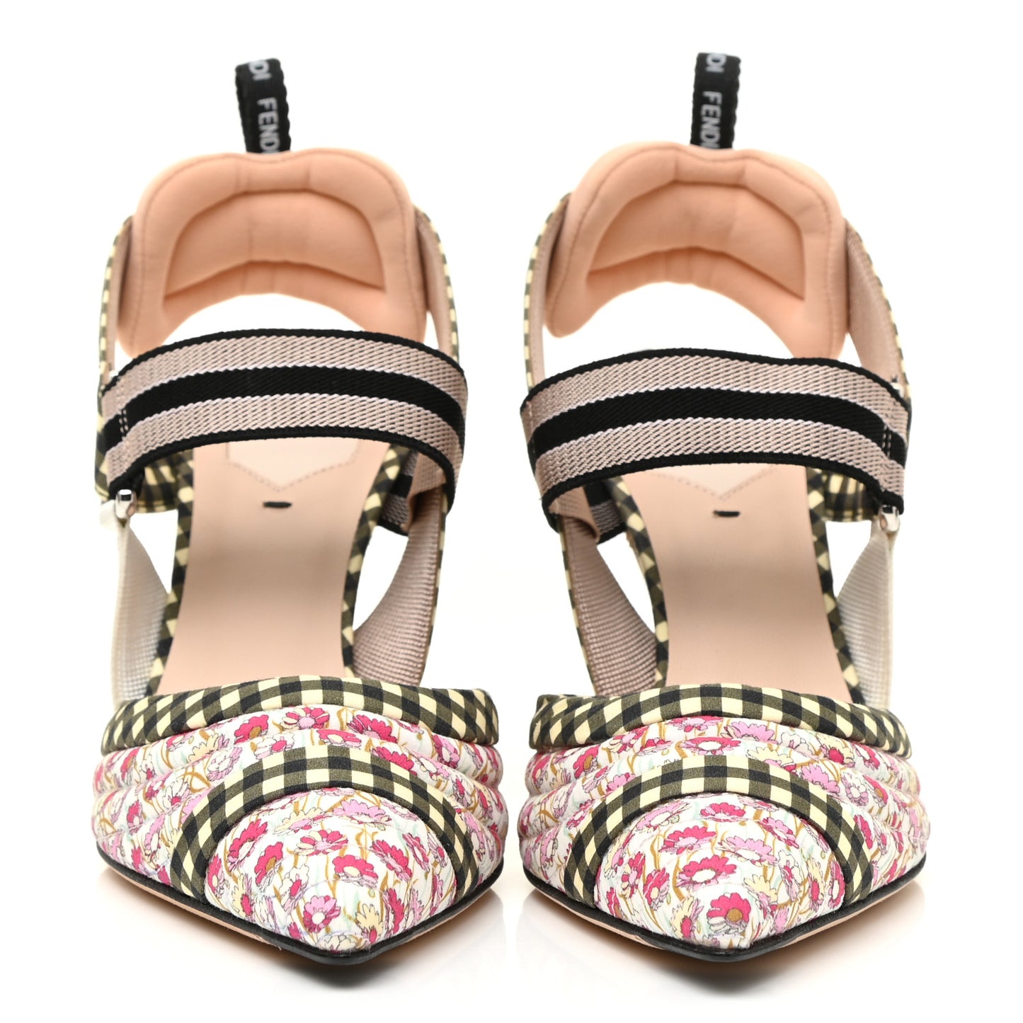 Cotton Printed Colibri Slingback Mid-Heel Pumps 36 Rosa Multi Black Crema