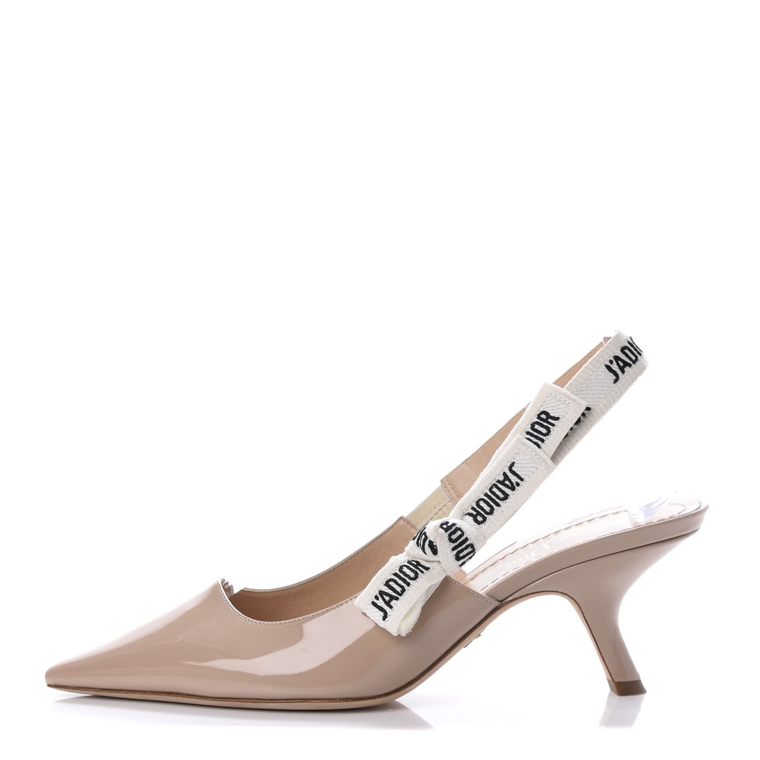 Christian Dior Patent Ribbon J'Adior Slingback 65mm Pumps 38.5 Nude 1 of 12