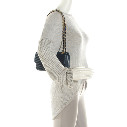 Chanel Lambskin Chevron Quilted Small Flap Navy Blue 2 of 8
