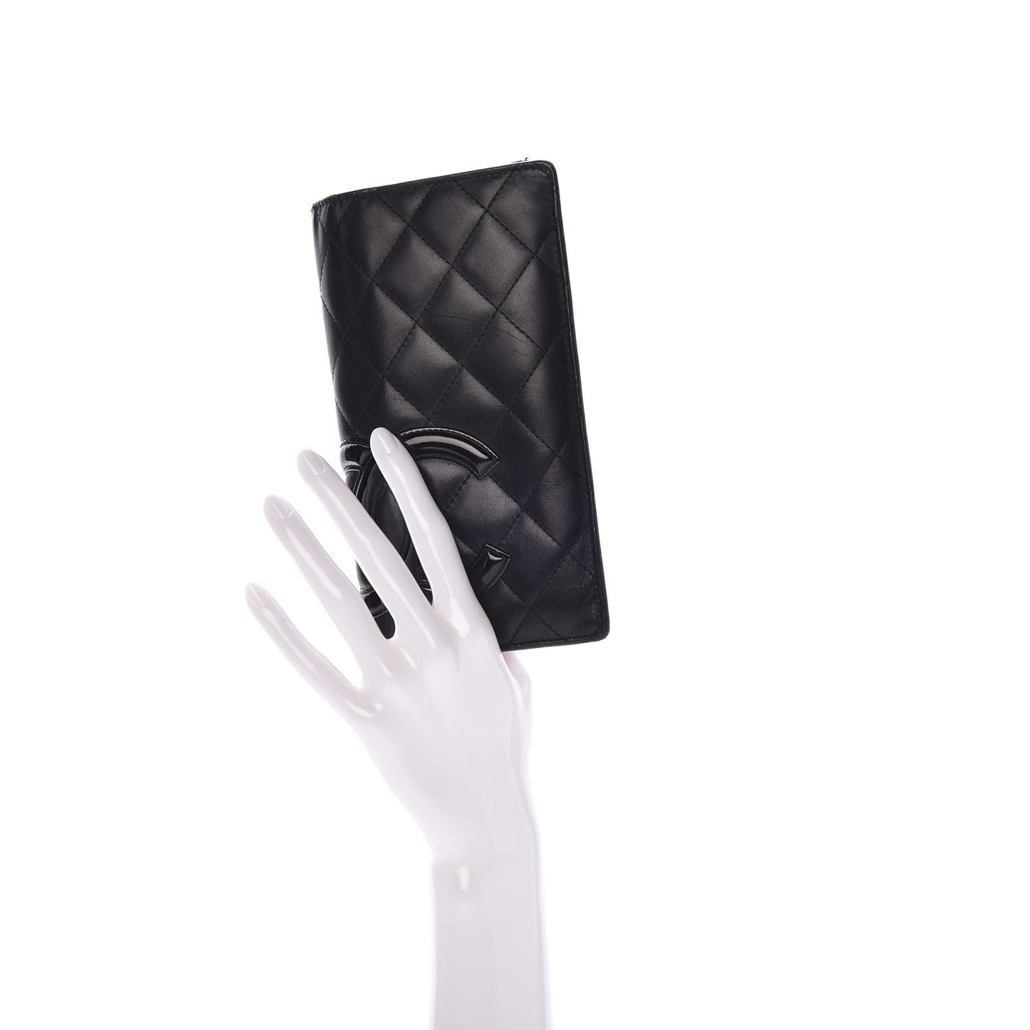 Calfskin Quilted Cambon Yen Wallet Black