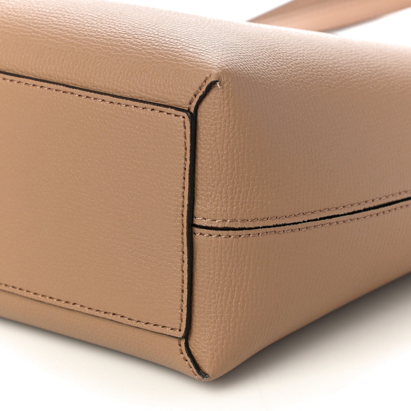 Grainy Calfskin Haymarket Check Small Reversible Tote Mid Camel