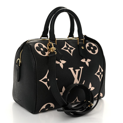Louis Vuitton Empreinte Monogram Giant Speedy Bandouliere 25 Black Beige 3 of 9