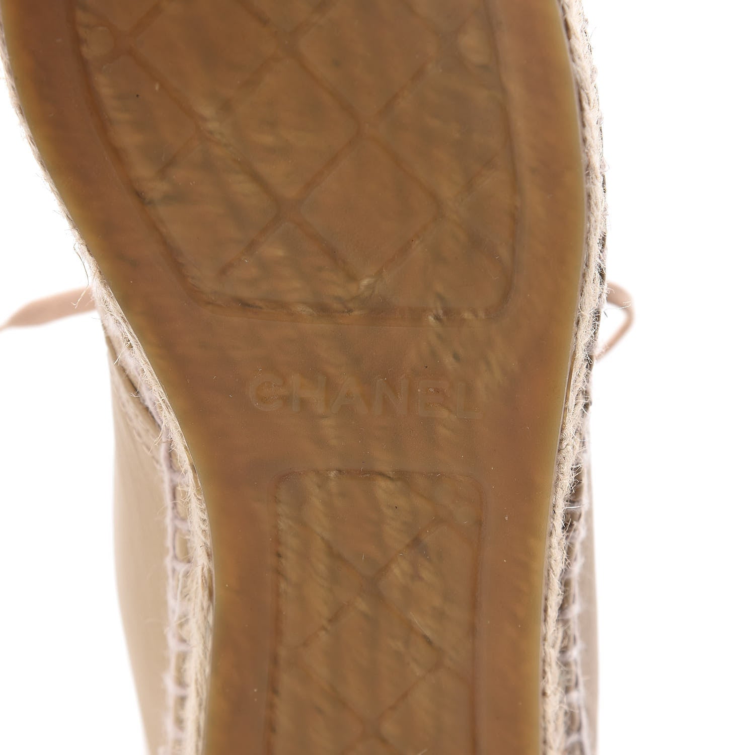 Chanel Lambskin Canvas Cap Toe Lace Up Espadrilles 38 Dark Beige Black 5 of 8