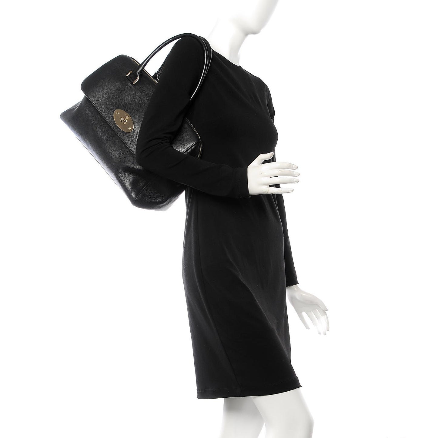 Glossy Goatskin Medium Del Rey Satchel Black
