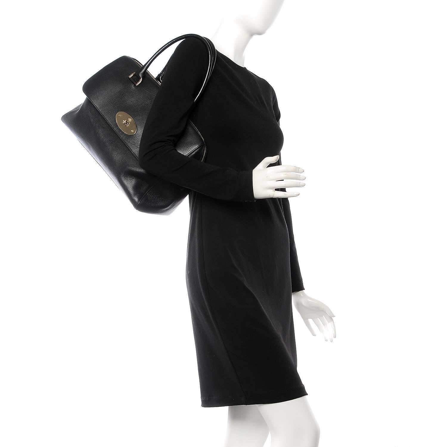 Mulberry Glossy Goatskin Medium Del Rey Satchel Black 2 of 7