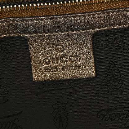 Gucci Crystal Monogram Metallic Calfskin Large Indy Top Handle Bag Beige Ebony Gold 6 of 10