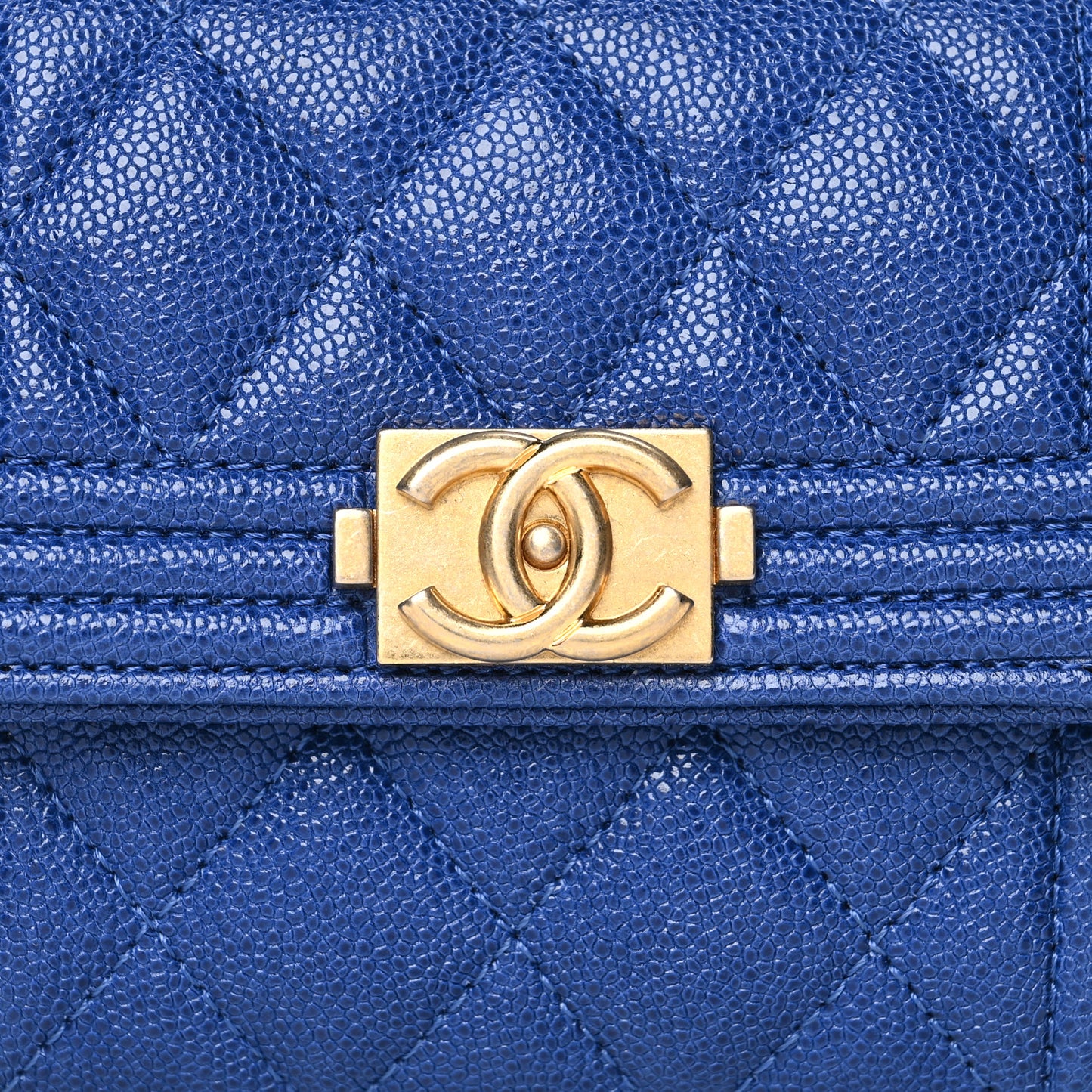 Caviar Quilted Boy Card Holder Wallet Blue