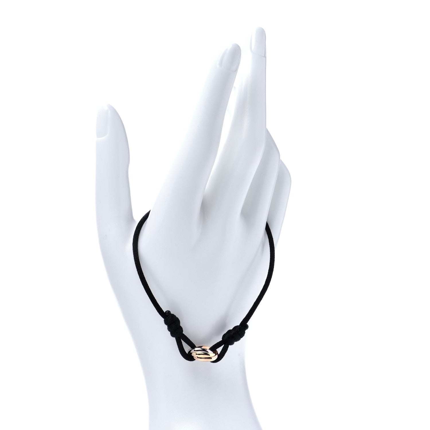 Cartier 18K Pink Yellow White Gold Trinity Adjustable Cord Bracelet Black 2 of 9