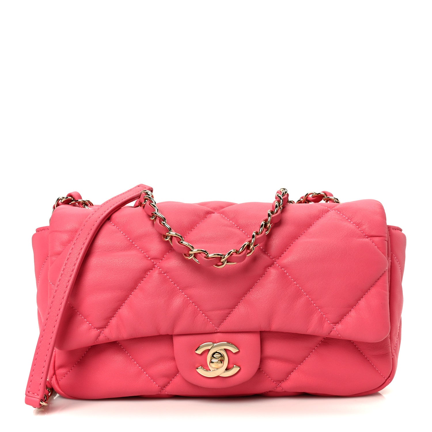 Chanel Calfskin Quilted Medium Bubbly Flap Pink 1 of 12