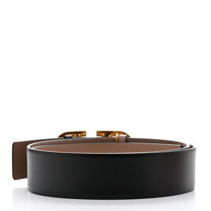 Valentino Garavani Glossy Calfskin VLogo Reversible 40mm Belt 100 40 Smokey Beige Black 2 of 9