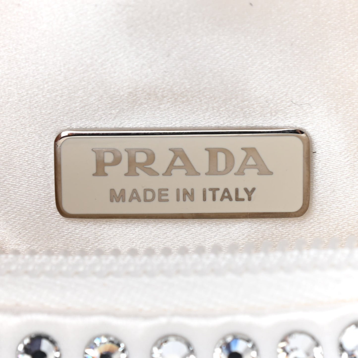 Satin Crystal Mini Re-Edition 2000 Bag White