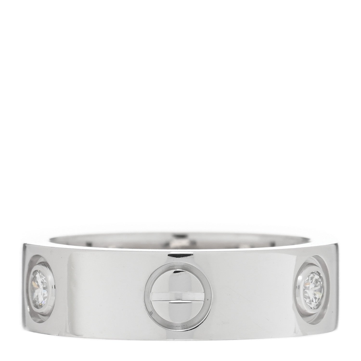 Cartier 18K White Gold 3 Diamond 5.5mm LOVE Ring 51 5.75 3 of 4