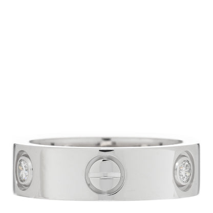 Cartier 18K White Gold 3 Diamond 5.5mm LOVE Ring 51 5.75 3 of 4
