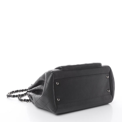 Chanel Caviar Quilted CC Accordion Shopping Bag Black 3 of 8