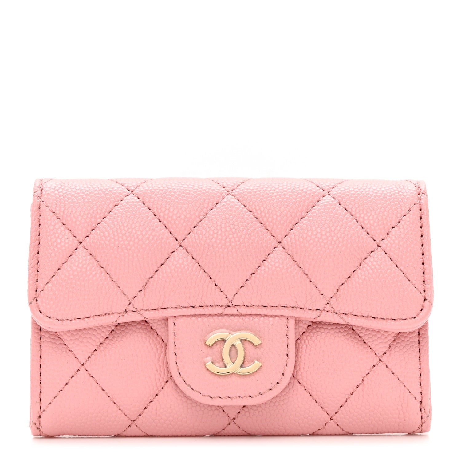 Chanel Caviar Quilted Flap Card Holder Wallet Light Pink 1 of 8