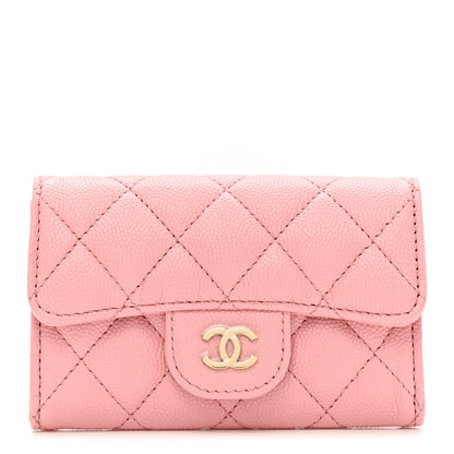 Chanel Caviar Quilted Flap Card Holder Wallet Light Pink 1 of 8
