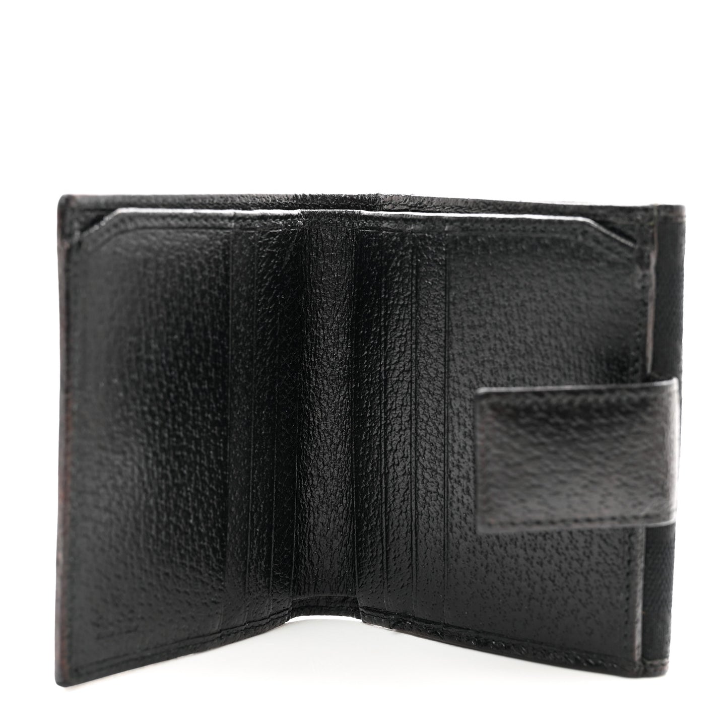 Monogram Textured Calfskin Metal Bar French Flap Wallet Black
