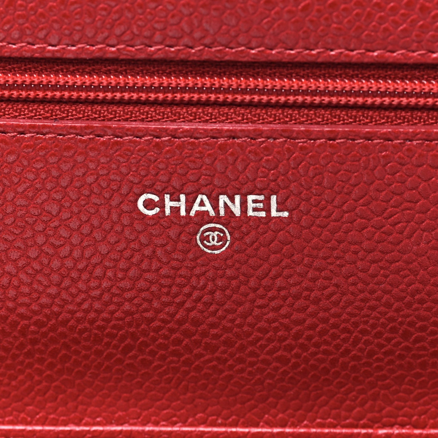 Caviar Quilted Wallet on Chain WOC Dark Red