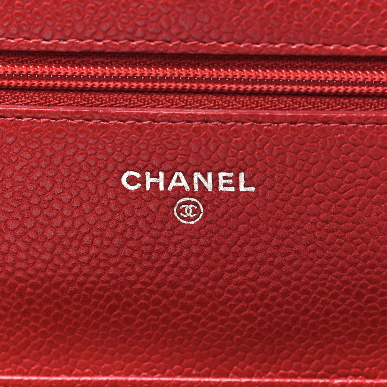 Chanel Caviar Quilted Wallet on Chain WOC Dark Red 6 of 11