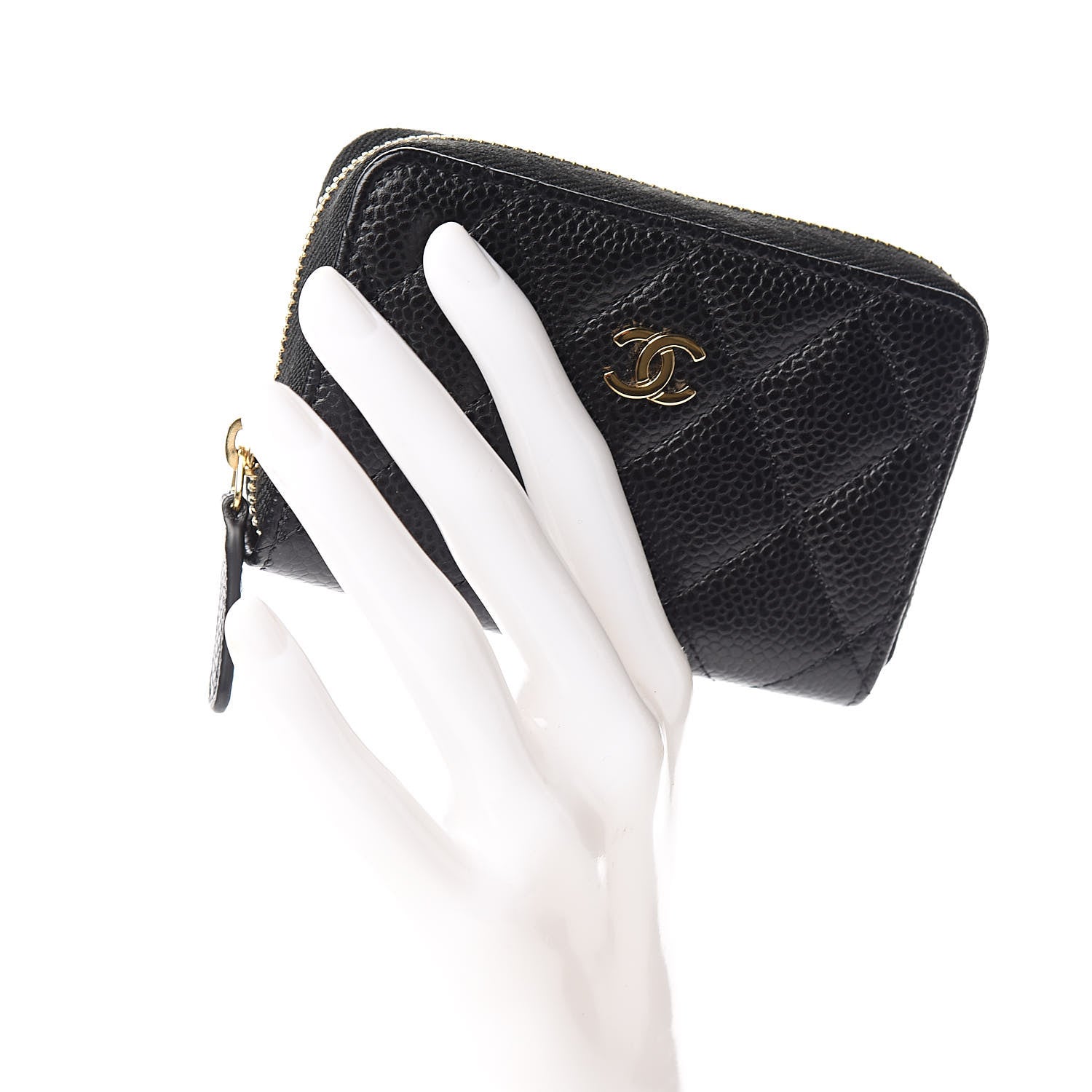 Chanel Caviar Quilted Zip Coin Purse Black 2 of 8