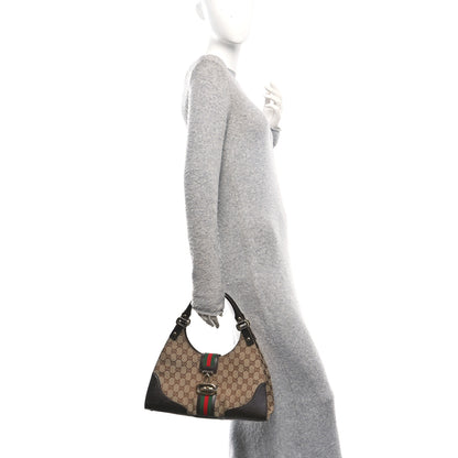 Gucci Monogram Web Junco Shoulder Bag Dark Brown 2 of 10