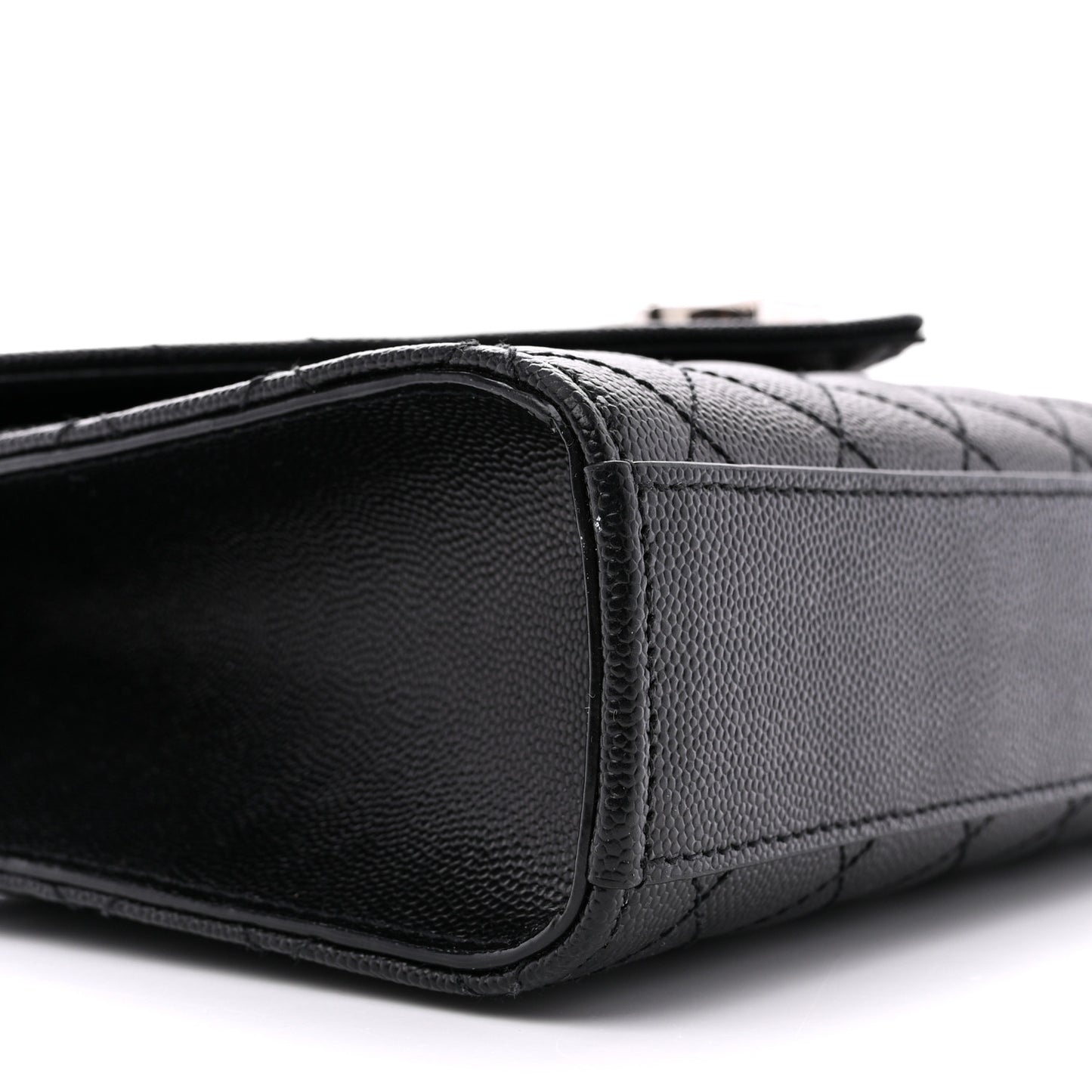 SAINT LAURENT Grain De Poudre Textured Mixed Matelasse Triquilt Medium Monogram Satchel Black