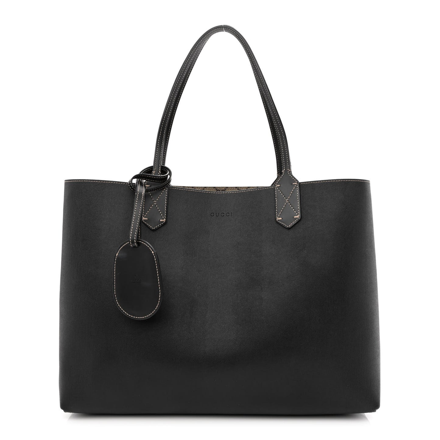 Calfskin GG Supreme Monogram Medium Reversible Tote Black
