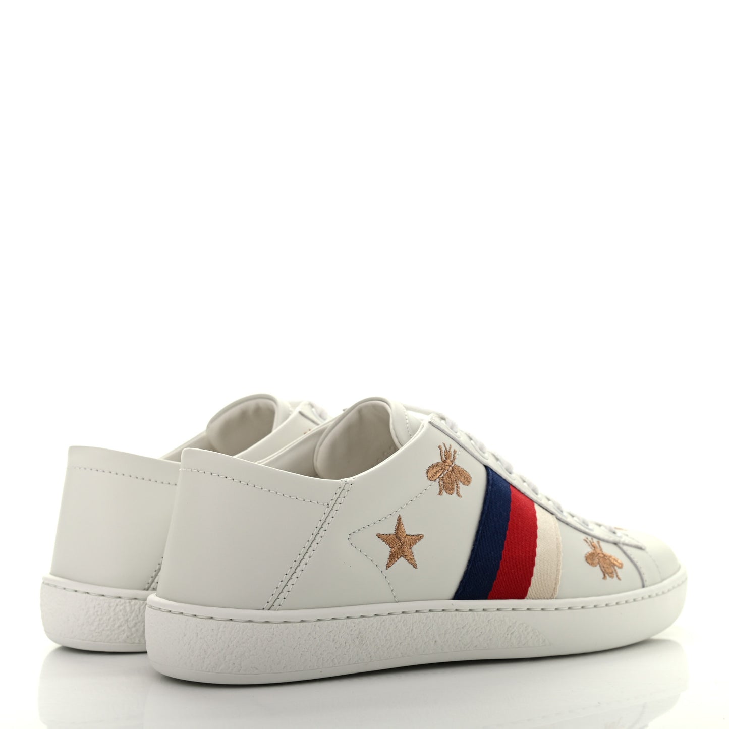 Calfskin Bee Star Embroidered Sylvie Web Ace Sneakers 35 White