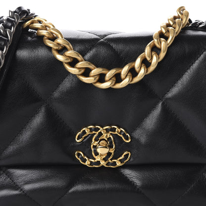 Chanel Goatskin Quilted Medium 19 Flap Black 10 of 11