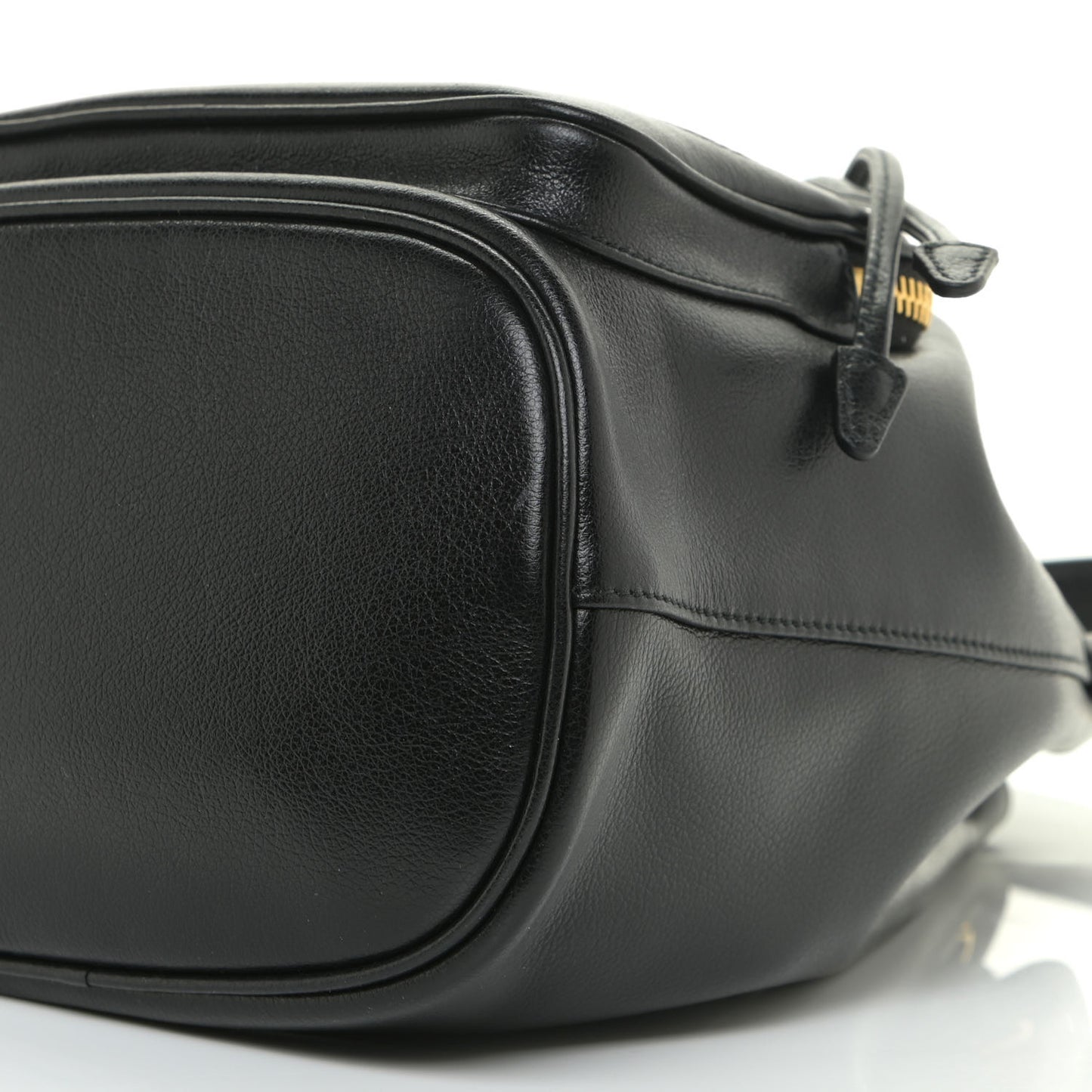 Glace Calfskin Embossed Secchiello Bucket Bag Black