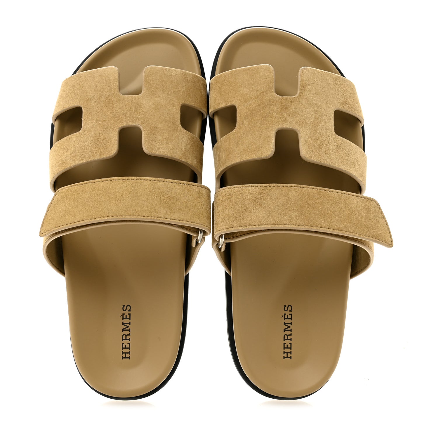 Suede Goatskin Womens Chypre Sandals 37.5 Beige Lin