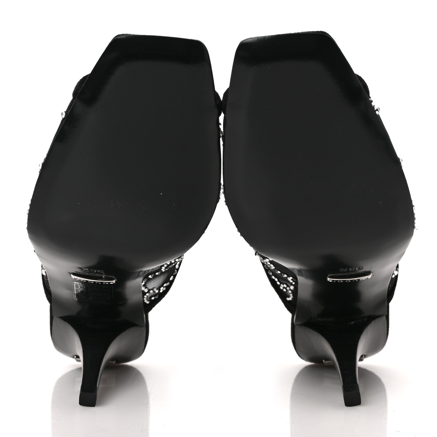 Gucci Tela Retino Kid Scamosciato Crystal GG Monogram Square G 95mm Slide Sandals 36.5 Black 5 of 8