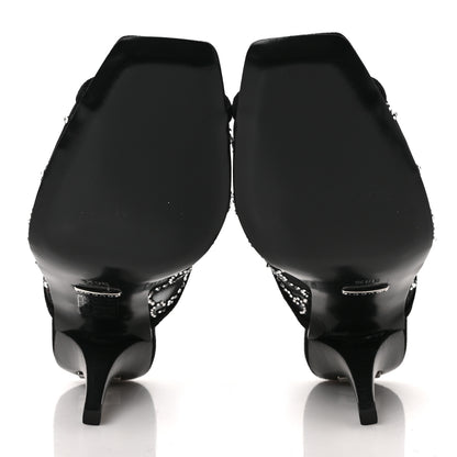 Gucci Tela Retino Kid Scamosciato Crystal GG Monogram Square G 95mm Slide Sandals 36.5 Black 5 of 8