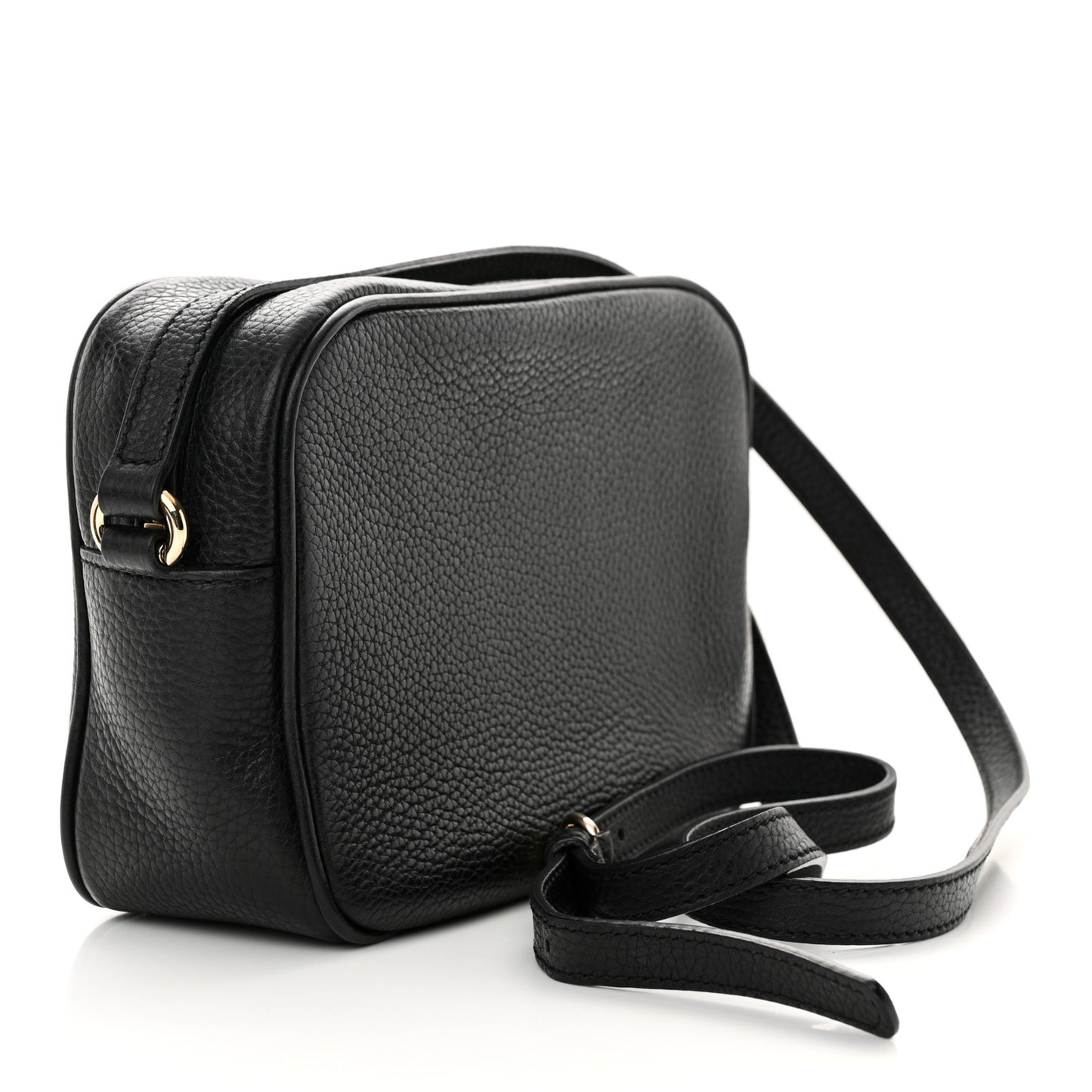 Pebbled Calfskin Small Soho Disco Bag Black