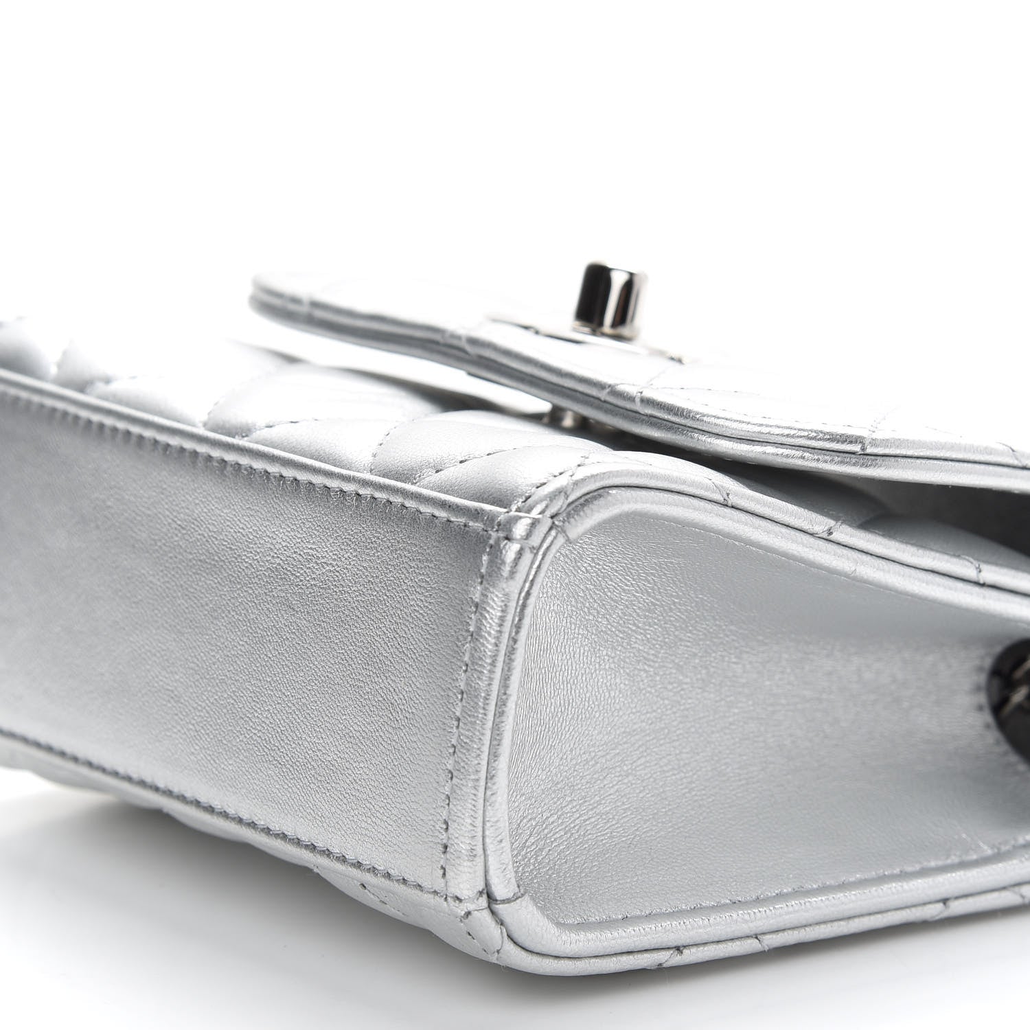 Chanel Metallic Lambskin Quilted Mini Trendy CC Clutch With Chain Silver 8 of 8