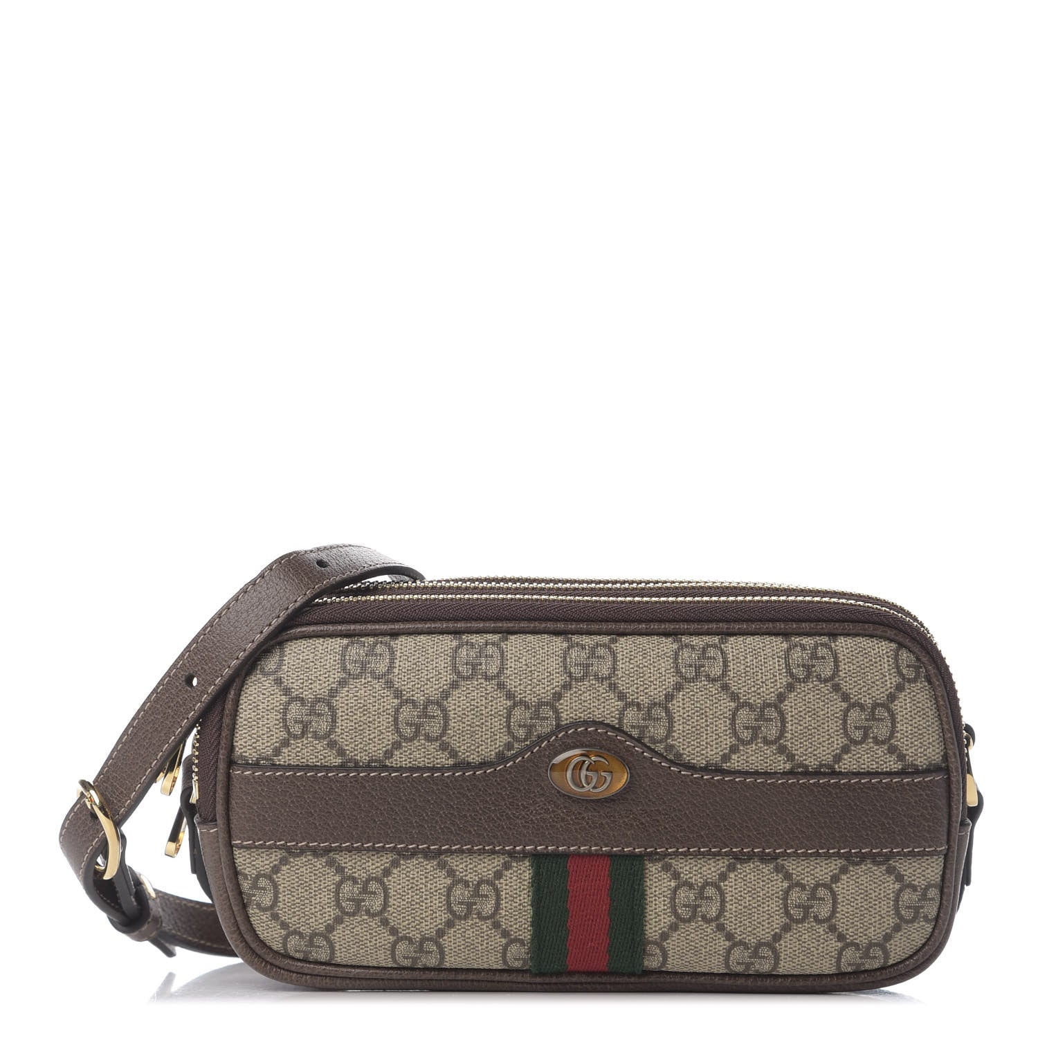 Gucci GG Supreme Monogram Web Mini Ophidia GG Bag Brown 1 of 10