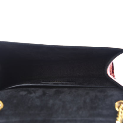 Saint Laurent Metallic Calfskin Small Classic Monogram Kate Satchel Red 5 of 9