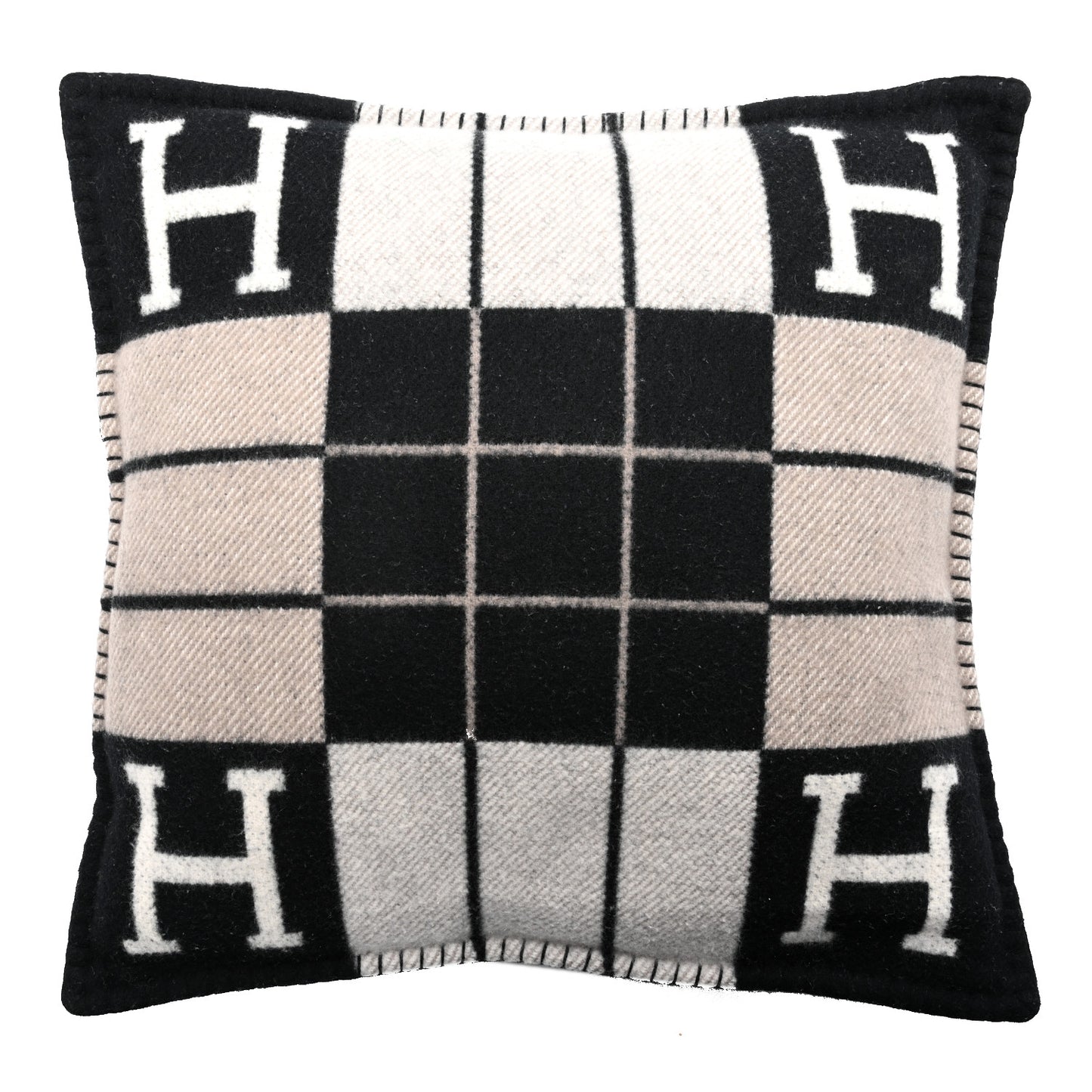 Wool Cashmere Avalon III Pillow PM Ecru Black