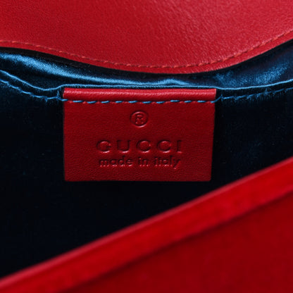 Gucci Velvet Matelasse Mini GG Marmont Shoulder Bag Hibiscus Red 6 of 21