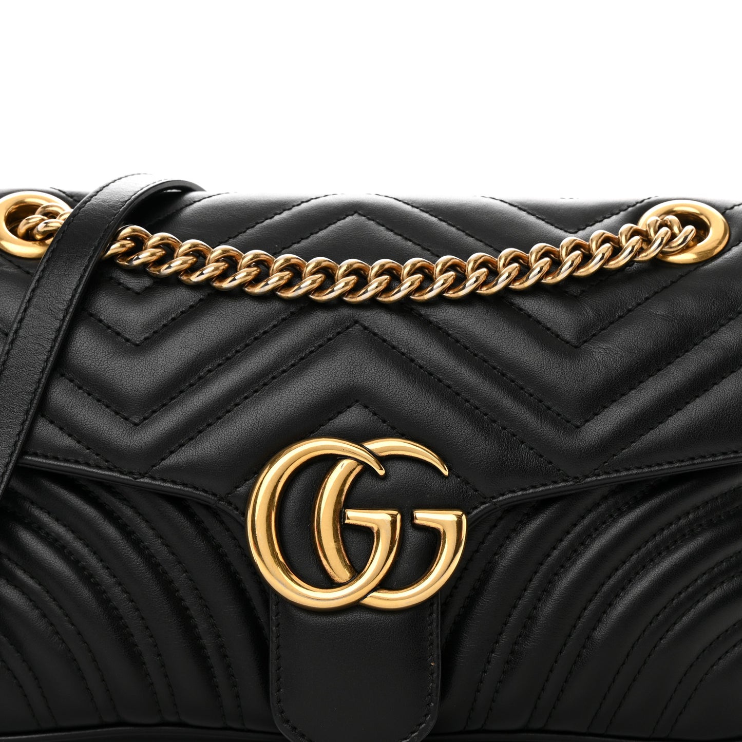 Calfskin Matelasse Small GG Marmont Shoulder Bag Black