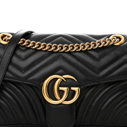 Gucci Calfskin Matelasse Small GG Marmont Shoulder Bag Black 9 of 13