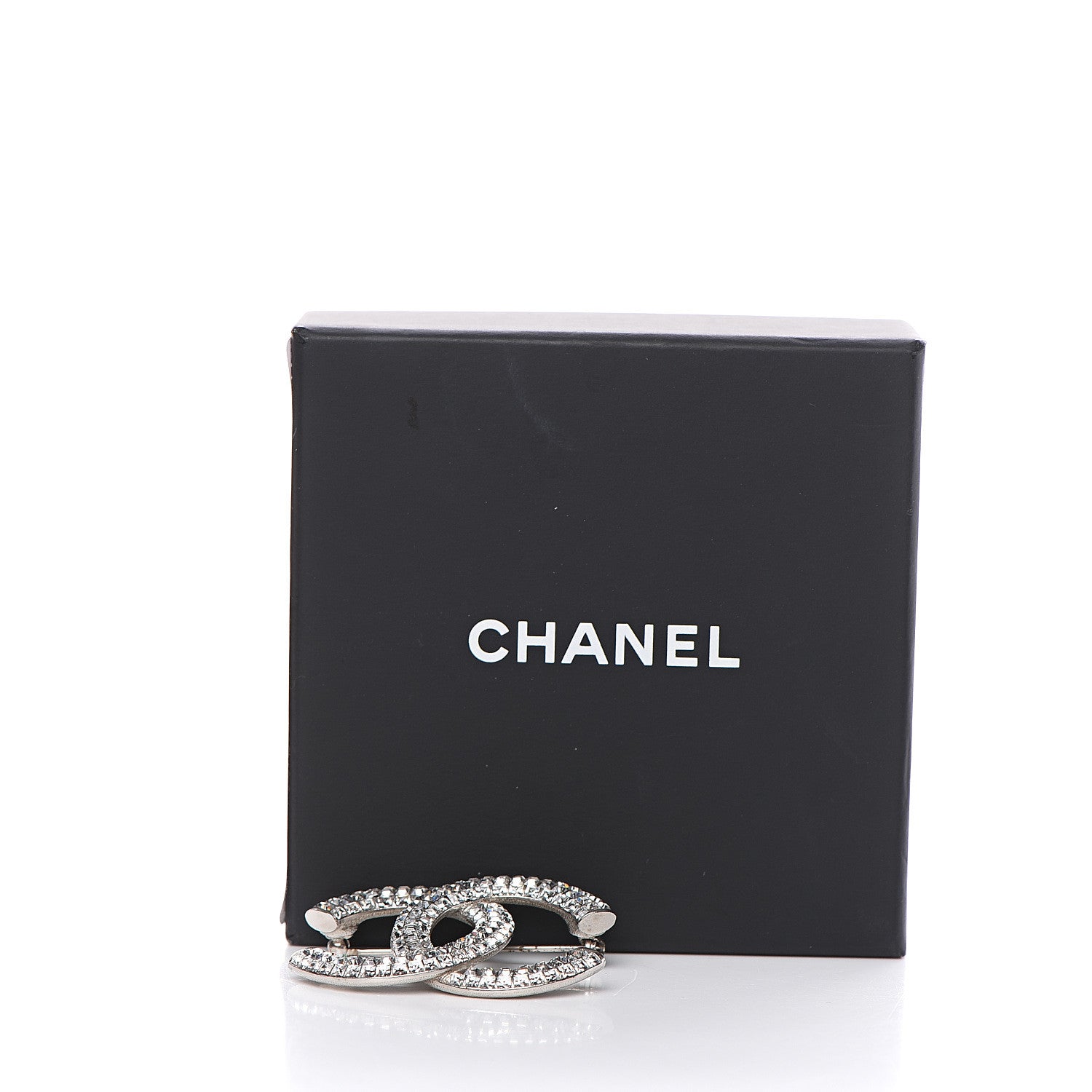 Chanel Baguette Crystal CC Brooch Silver 4 of 4