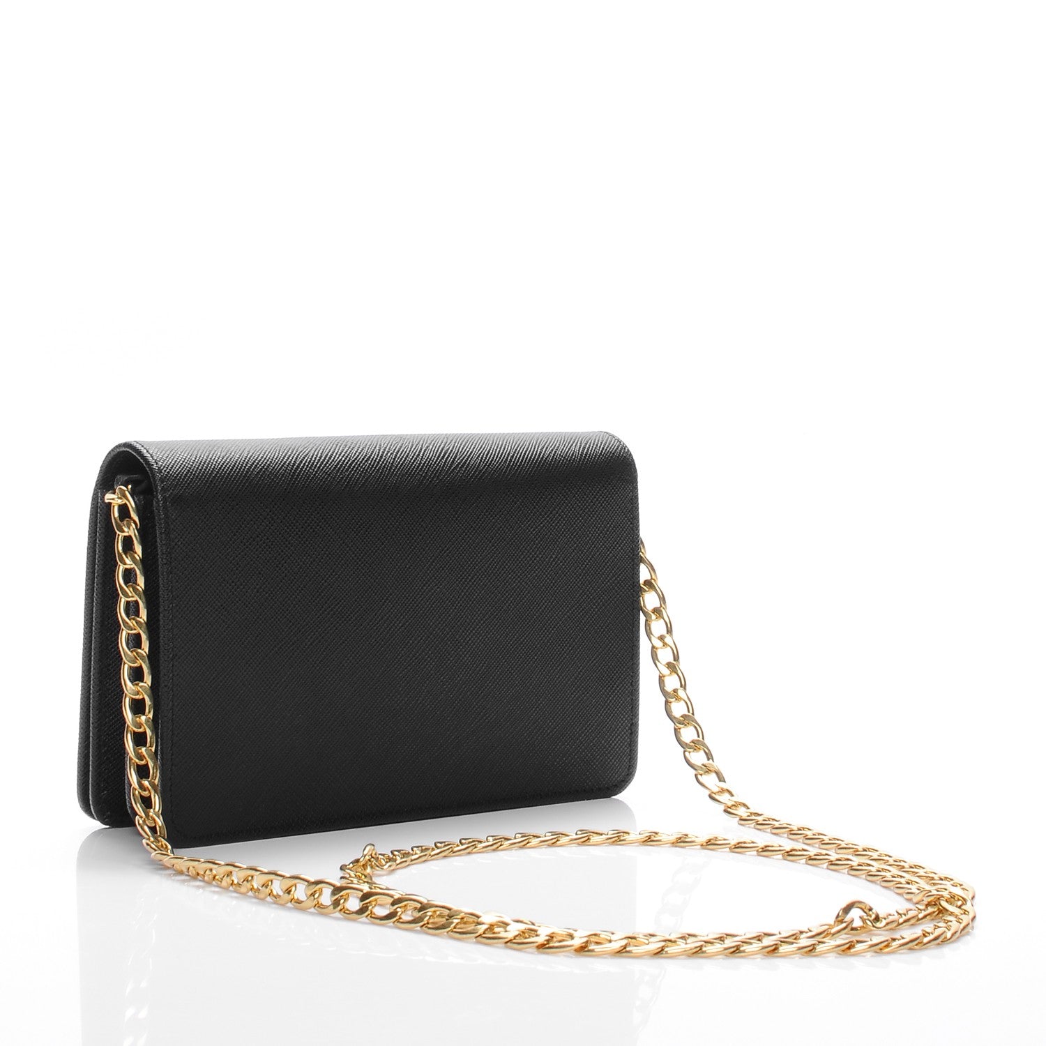 Prada Saffiano Lux Chain Wallet Nero Black 3 of 7