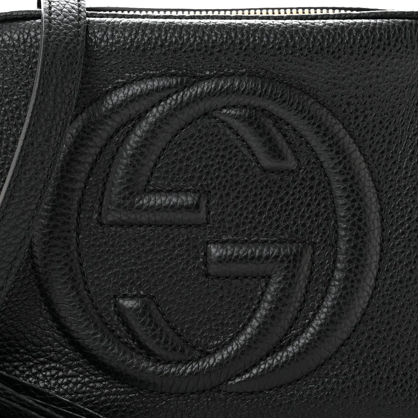 Pebbled Calfskin Small Soho Disco Bag Black