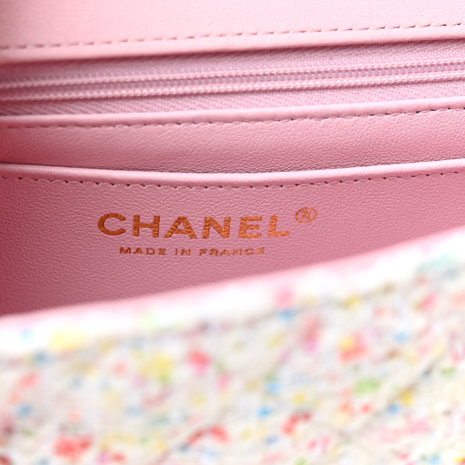 Chanel Tweed Sequin Quilted Mini Rectangular Flap White Pink Green Blue 6 of 10